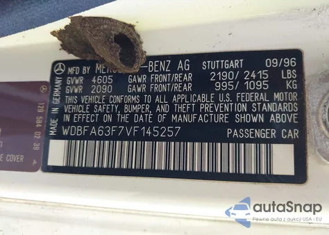 1997 Mercedes-Benz Sl 320 z USA, uszkodzony, nr VIN WDBFA63F7VF145257